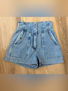 Vici High-Rise Light Blue Denim Shorts